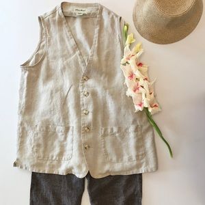 Eddie Bauer natural linen vest